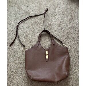 Talbots Crossbody Leather Tote Shoulder Bag Brown Handbag Purse Satchel